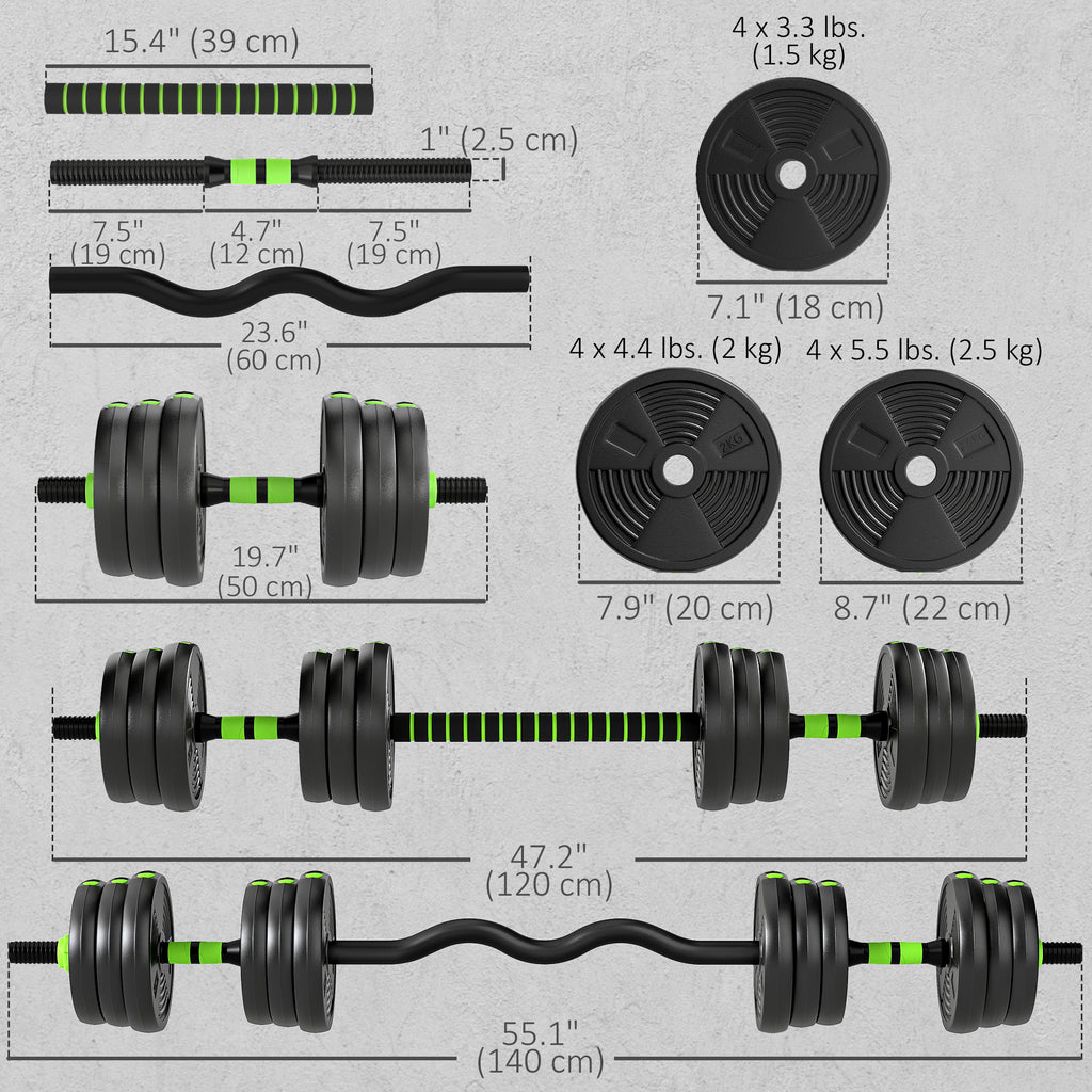 Soozier Adjustable Dumbbell Set, 3 in 1 Weights Dumbbells Set for Home Gym, 33lb Free Weights with Connector and Non-Slip Grip