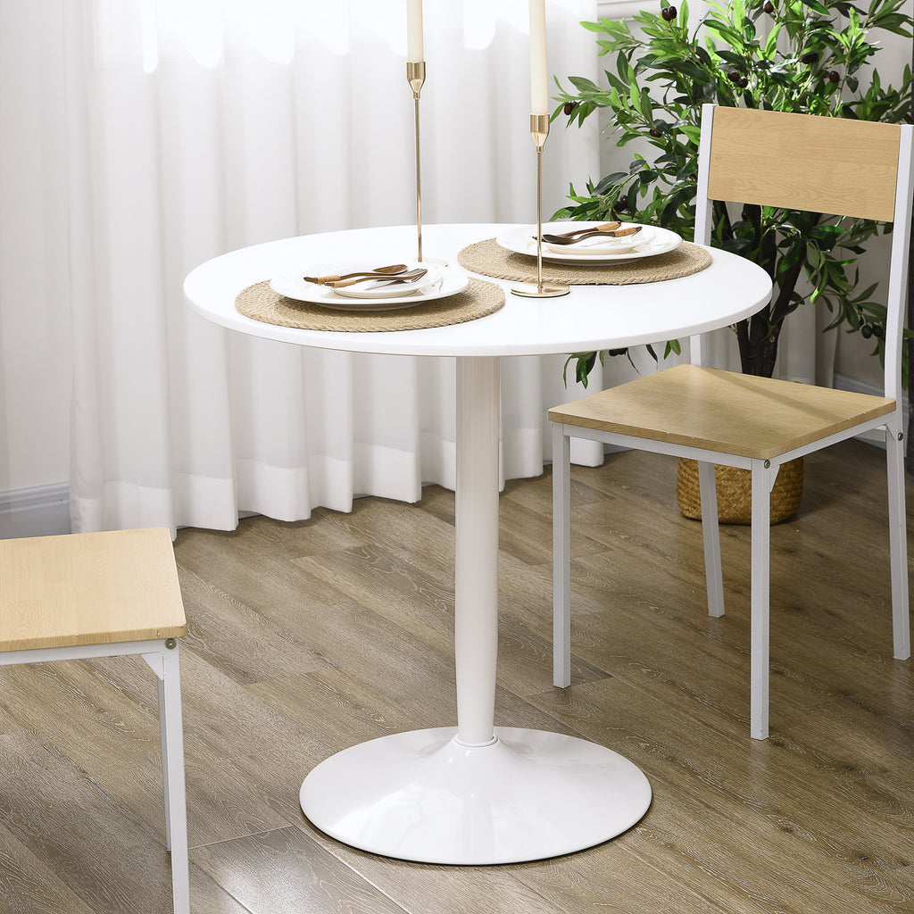 Modern Kitchen Table for 2 People, Round Dining Table with Steel Base for Living Room, Dining Room, Black
