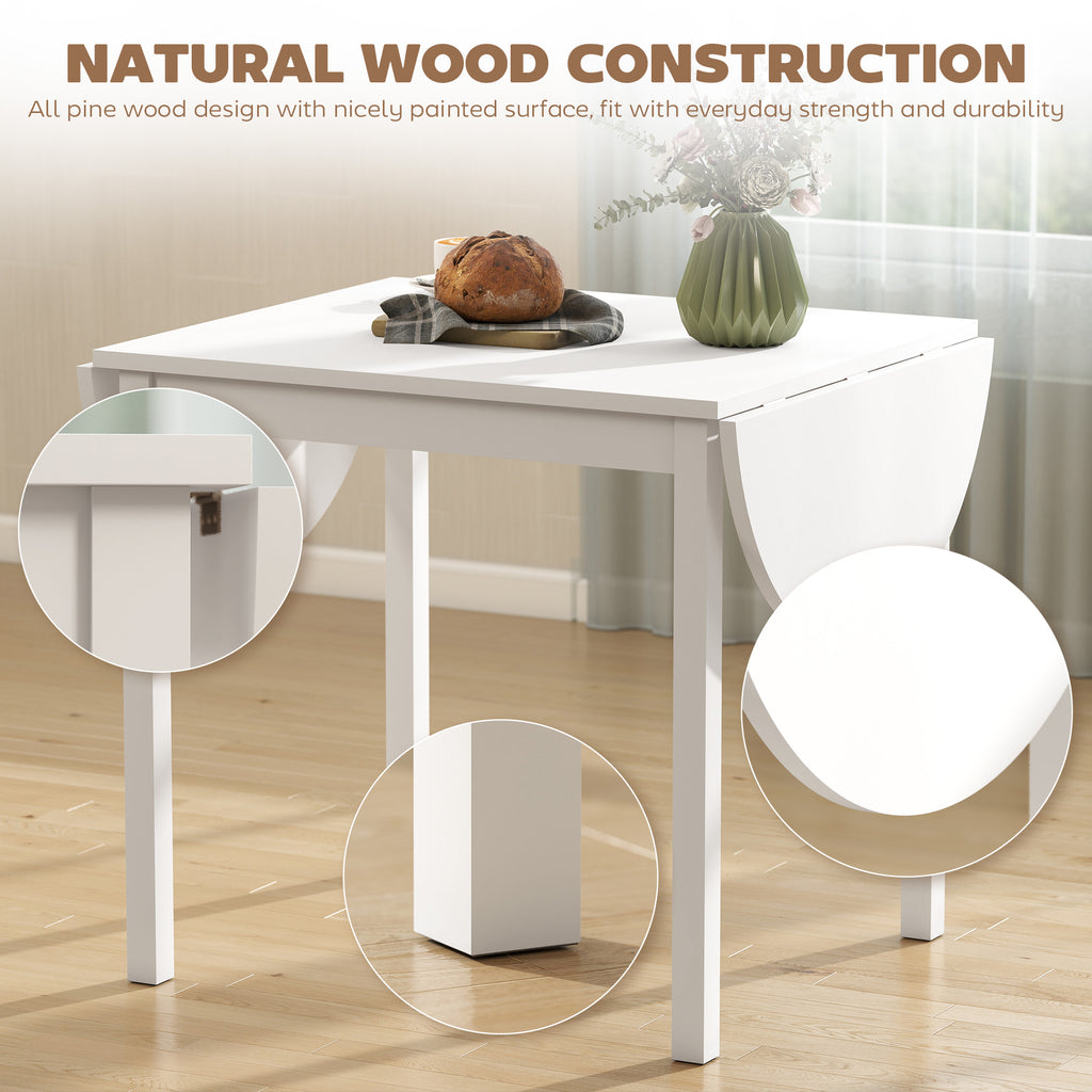 Solid Wood Kitchen Table, Drop Leaf Tables for Small Spaces, Folding Dining Table, Brown