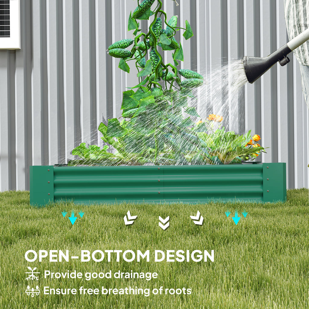 8 x 1.3 x 1.5ft Galvanized Raised Garden Bed, Reinforced Outdoor Planter Box with Open Bottom, Green