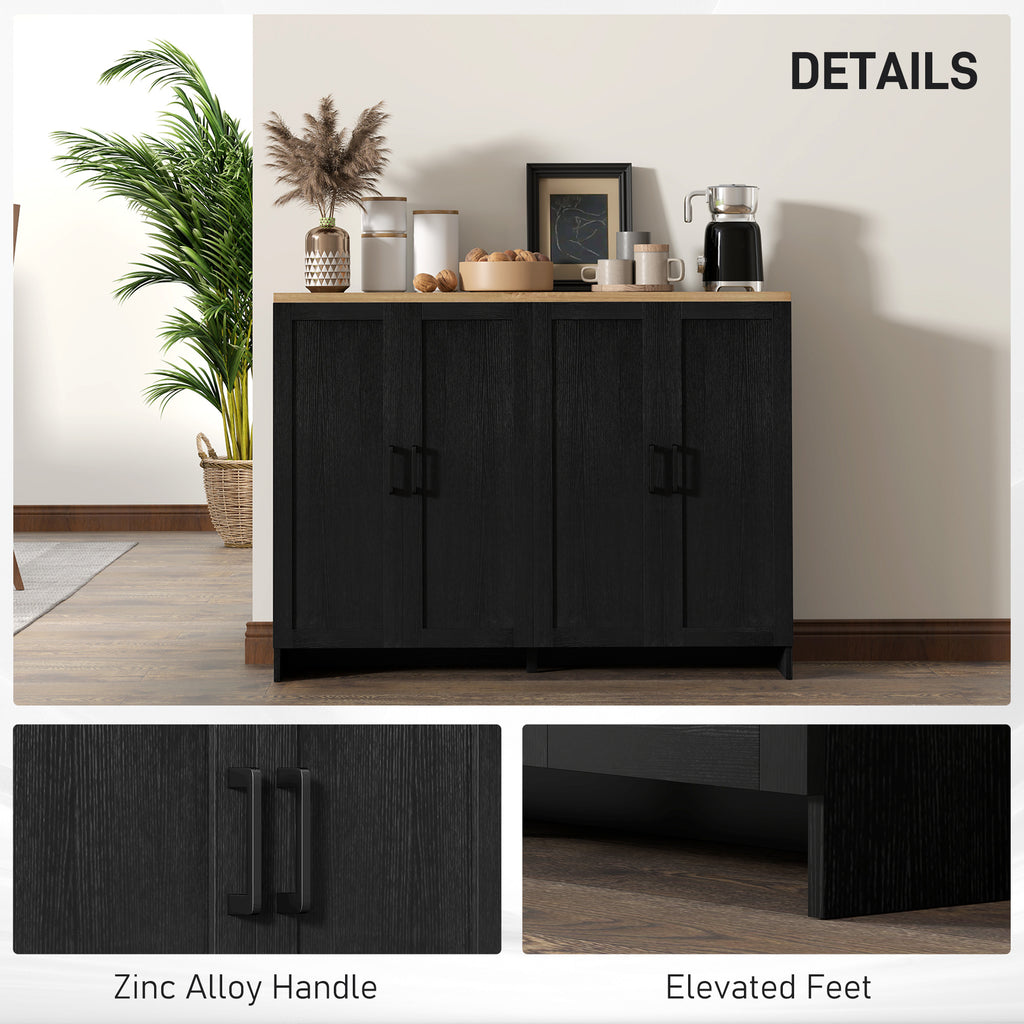 Modern Sideboard Buffet Cabinet, Modern Kitchen Storage Cabinet with 3 Doors Adjustable Shelves, for Dining Room, Black