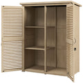 30" x 20" x 47" Wooden Garden Shed, Outdoor Storage Shed with Waterproof Asphalt Roof, Shelves, Natural
