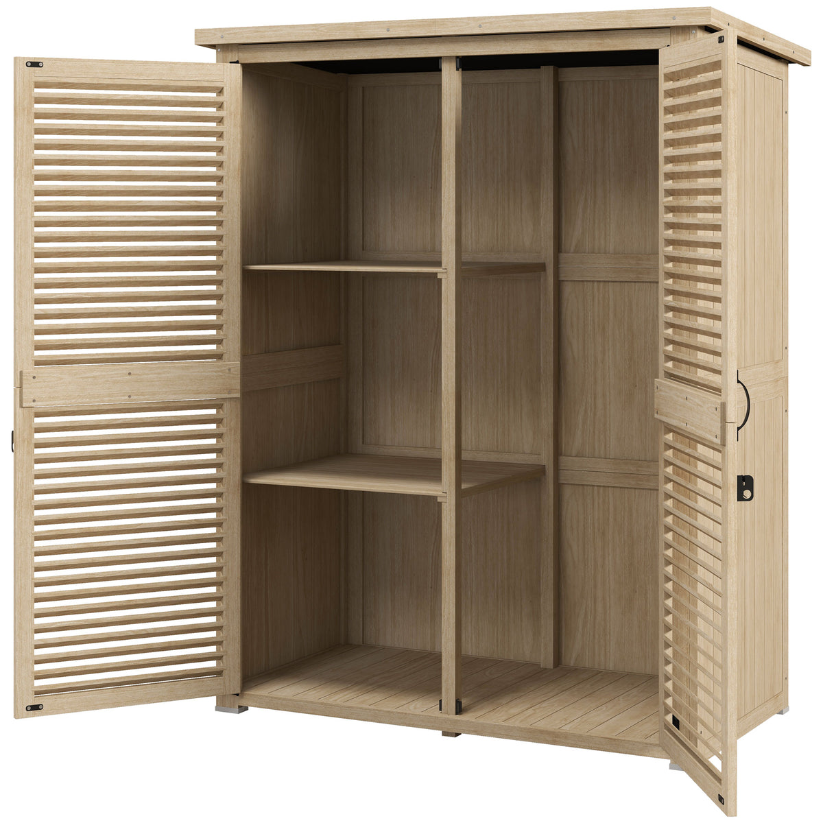 30" x 20" x 47" Wooden Garden Shed, Outdoor Storage Shed with Waterproof Asphalt Roof, Shelves, Natural