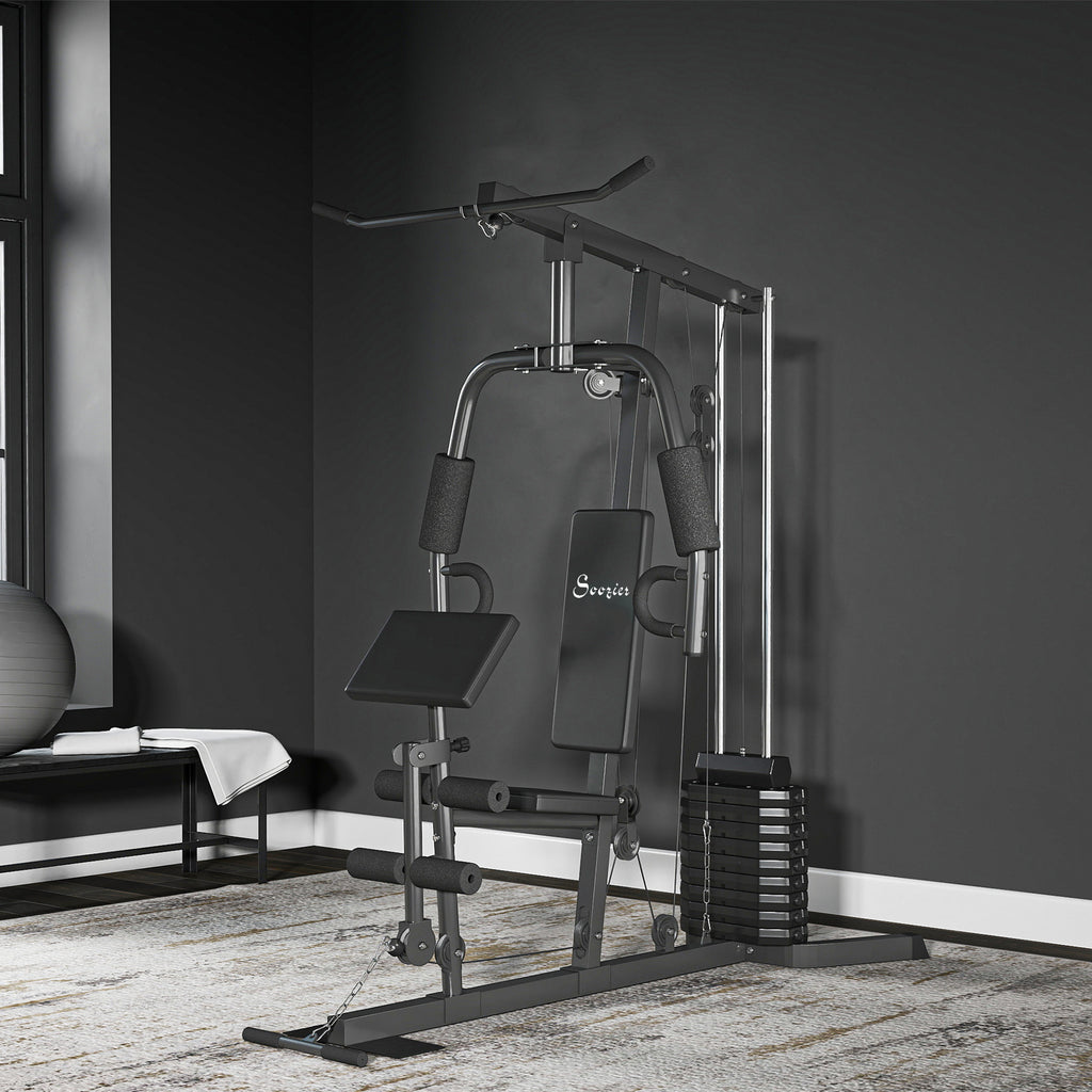 Soozier Multi-Exercise Home Gym Station with 99lbs Weight Stack, for Full Body Workout