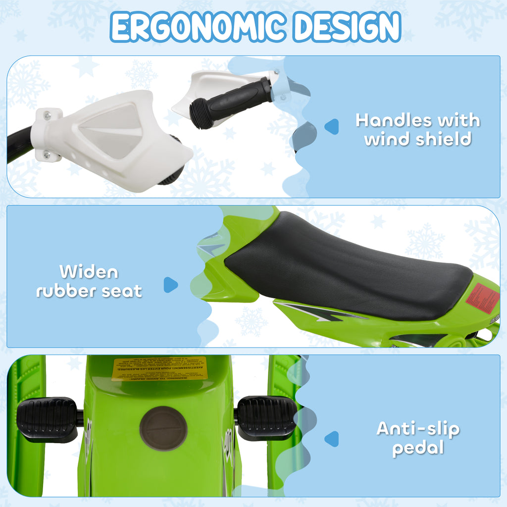 Soozier Kids Snow Racer Sleds with Padded Rubber Seat, Green