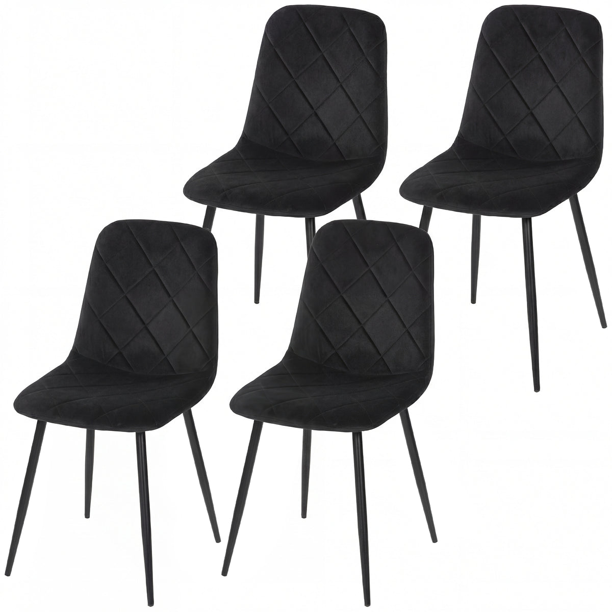 Dining Chairs Set of 4, Upholstered Dining Room Chairs with Steel Legs, Modern Kitchen Chair for Dining Room, Grey