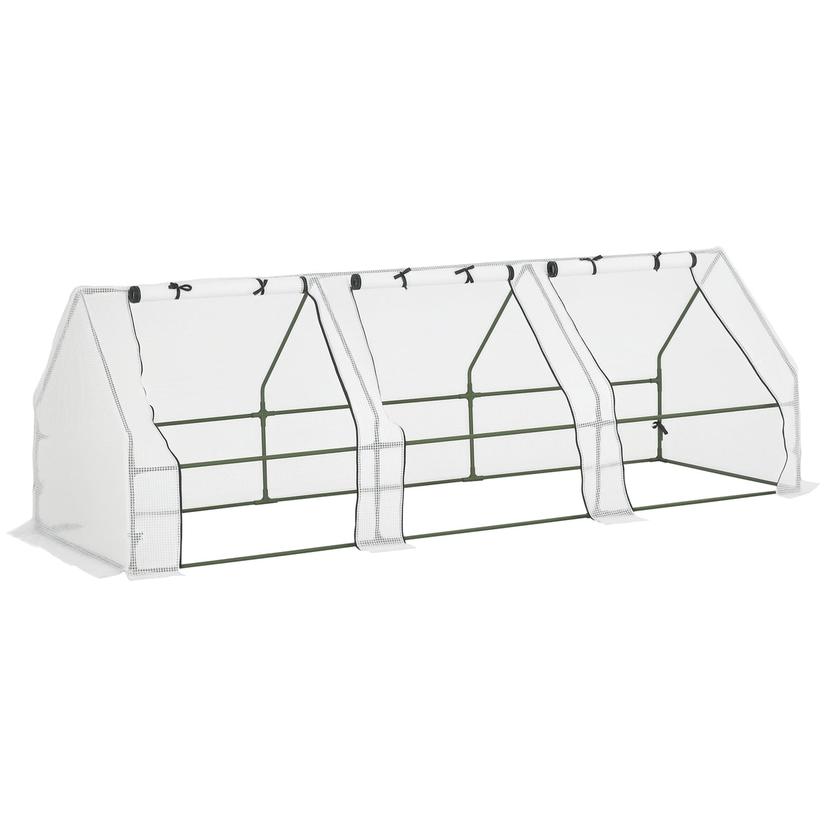 9' x 3' x 3' Outdoor Mini Greenhouse, Portable Tunnel Greenhouse with Large Zipper Doors and PE Cover for Garden, White