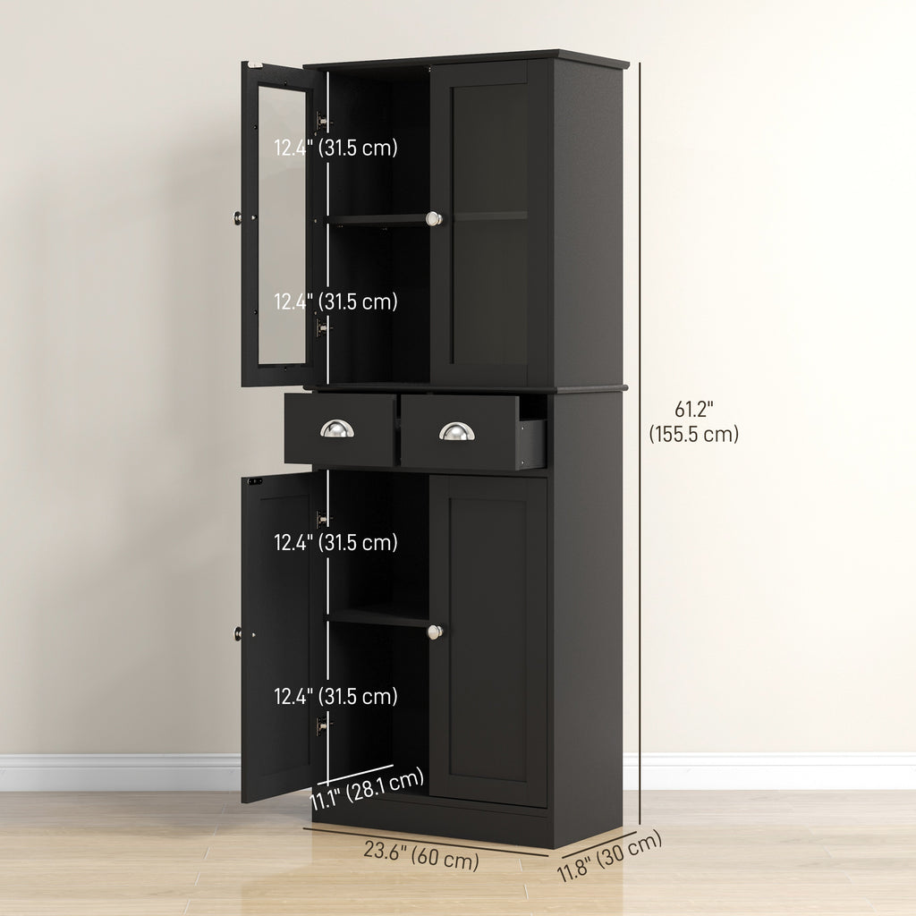 61" ክብደት ናይ ክሽን መደርደሪ ካቢኔት፣ ብሓርነት ዝተቘመ ፋርምሃውስ ቡፌ መደርደሪ ካቢኔት ለስለስ ዝዕጸወ ዝኸውን ብርጭቆ ዝሓተተ ዝዕጸወ ዝኸውን ዝተስተካከለ መደርደሪ ዘለዎ፣ ጻዕዳ