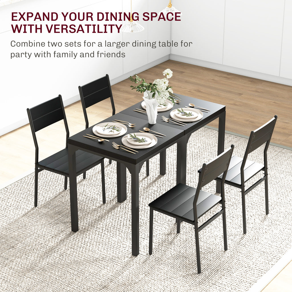 Dining Table Set for 2, 3 Piece Kitchen Table and Chairs with Metal Legs for Small Spaces, Black