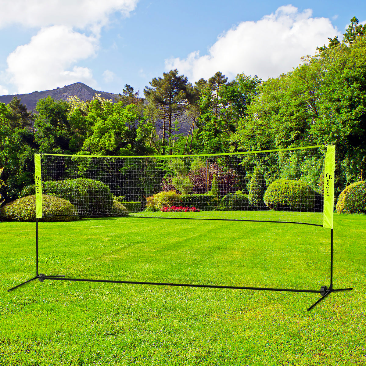 Soozier 10ft Badminton Net, Height Adjustable Outdoor Sports Net with Carry Bag, for Tennis, Pickleball and Volleyball, Yellow