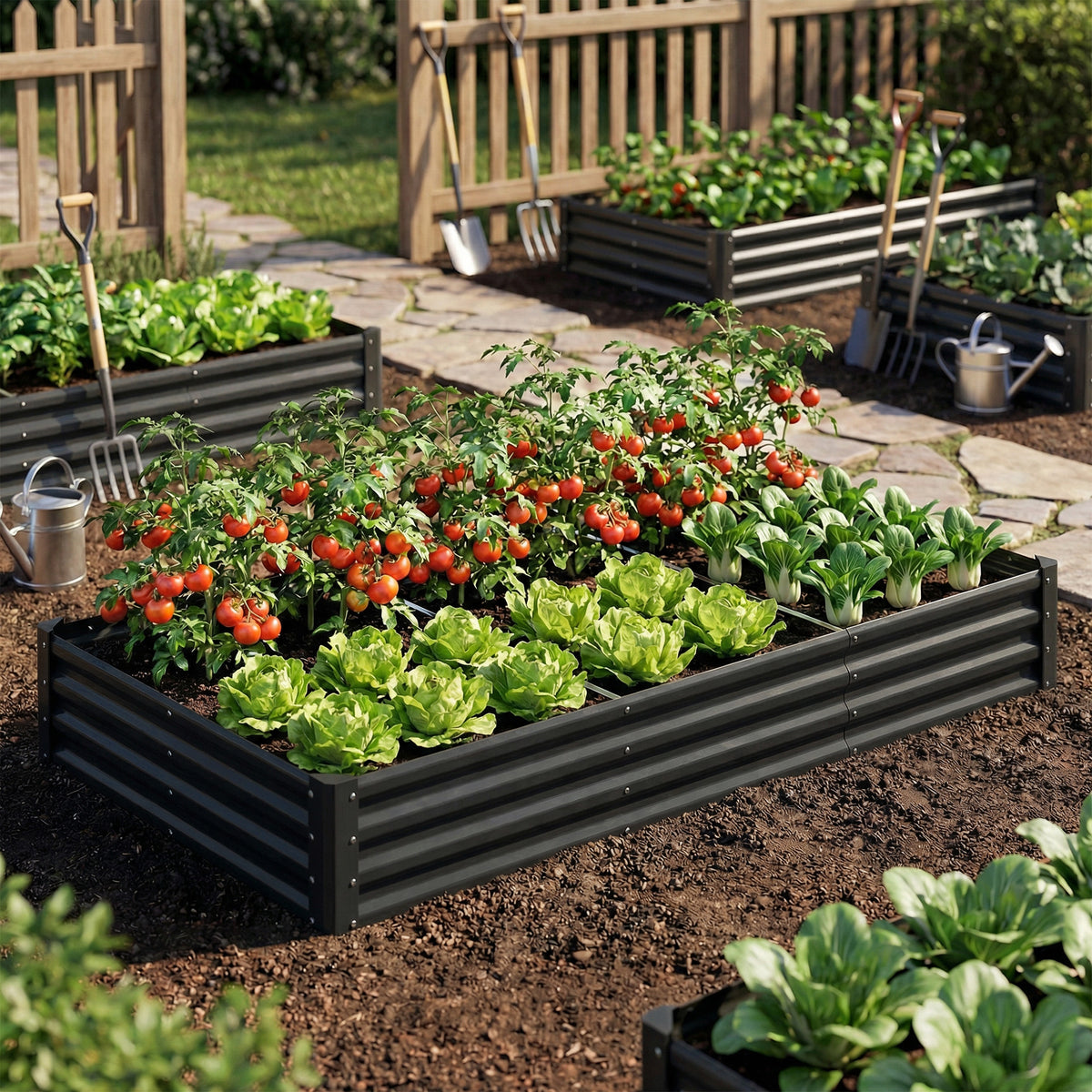 8 x 1.3 x 1.5ft Galvanized Raised Garden Bed, Reinforced Outdoor Planter Box with Open Bottom, Green