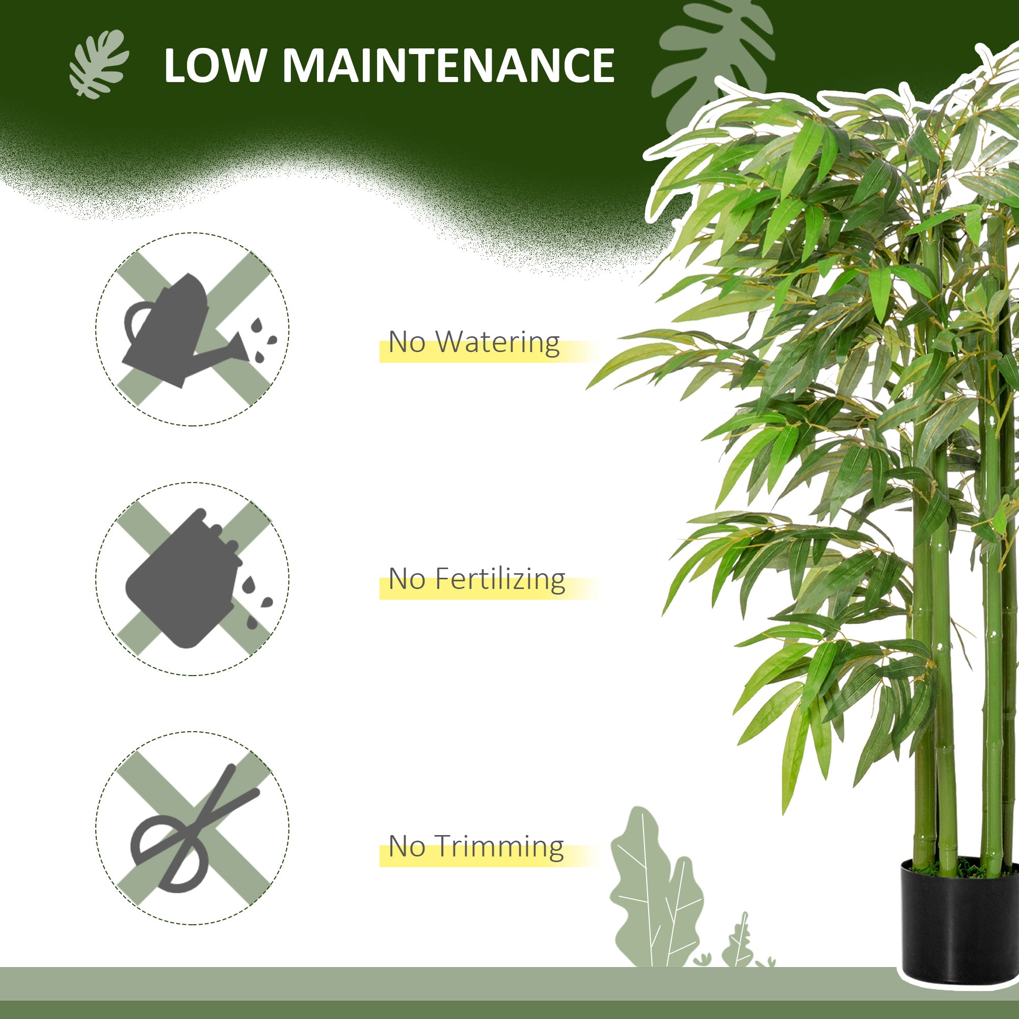 4FT Artificial Bamboo Tree Faux Decorative Plant in Nursery Pot for Indoor Décor