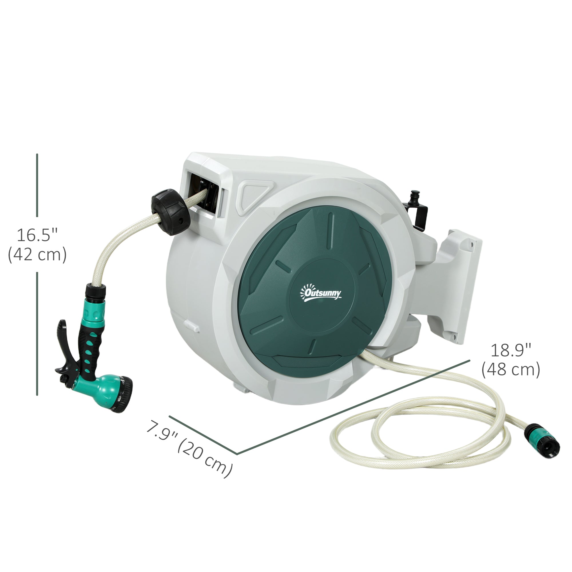 1/2 in x 100ft Wall Mounted Garden Hose Reel, Retractable Water Hose Reel with Auto Rewind, Any Length Lock, Black
