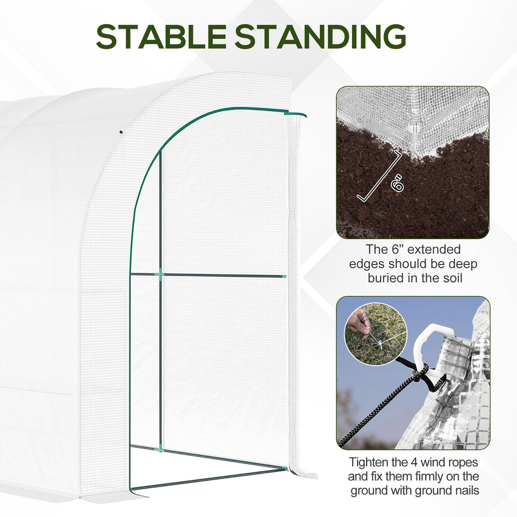 دفيئة زراعية خارجية من نوع Lean-to مع نوافذ وبابين بسحاب، مقاس 10' x 5' x 7'، لون أبيض