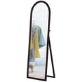 64" x 21" Full Length Mirror, Free Standing, Leaning or Wall, Arched Full Body Mirror, Brown Wood Grain