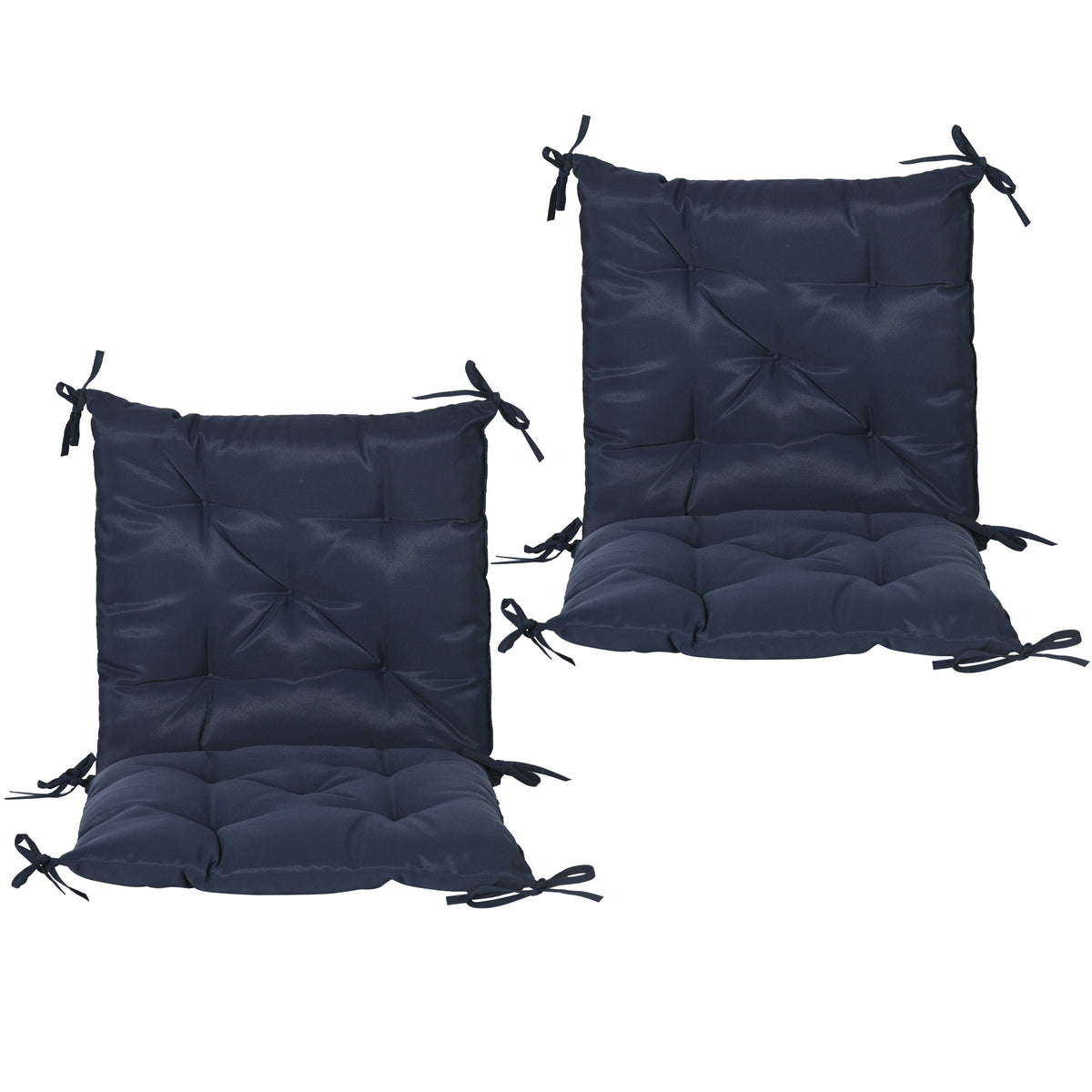 Patio Chair Cushions Set of 2, 39" x 20" x 3" Outdoor Tufted Cushion Set with Ties for Indoor Outdoor Garden Furniture, Dark Grey