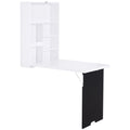 Wall Mounted Table Fold Out Convertible Desk, Multi-Functional Space Saving Computer Desk with Writing Floating Board for Students, White and Black
