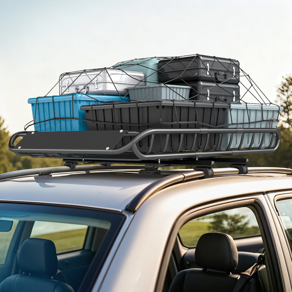 Soozier Roof Rack Cargo Carrier Basket, 150LBS Heavy Duty Roof Basket, 46" x 36" x 4.5" Rooftop Cargo Carrier for SUV, Truck