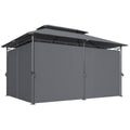10' x 13' Double Roof Patio Gazebo, Outdoor Gazebo with Curtains, for Garden, Lawn, Backyard and Deck, Grey