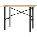 46" Work bench Table Oak Wood Top, Heavy-Duty Steel Work Table High Stability Workstation, Natural Wood
