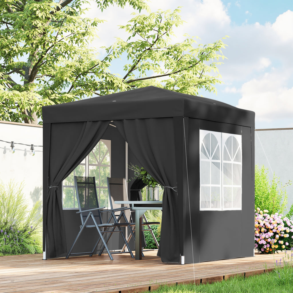6.6'x6.6' Pop Up Canopy Tent with Sidewalls, Instant Sun Shelter Camping Gazebo with Carry Bag, Grey