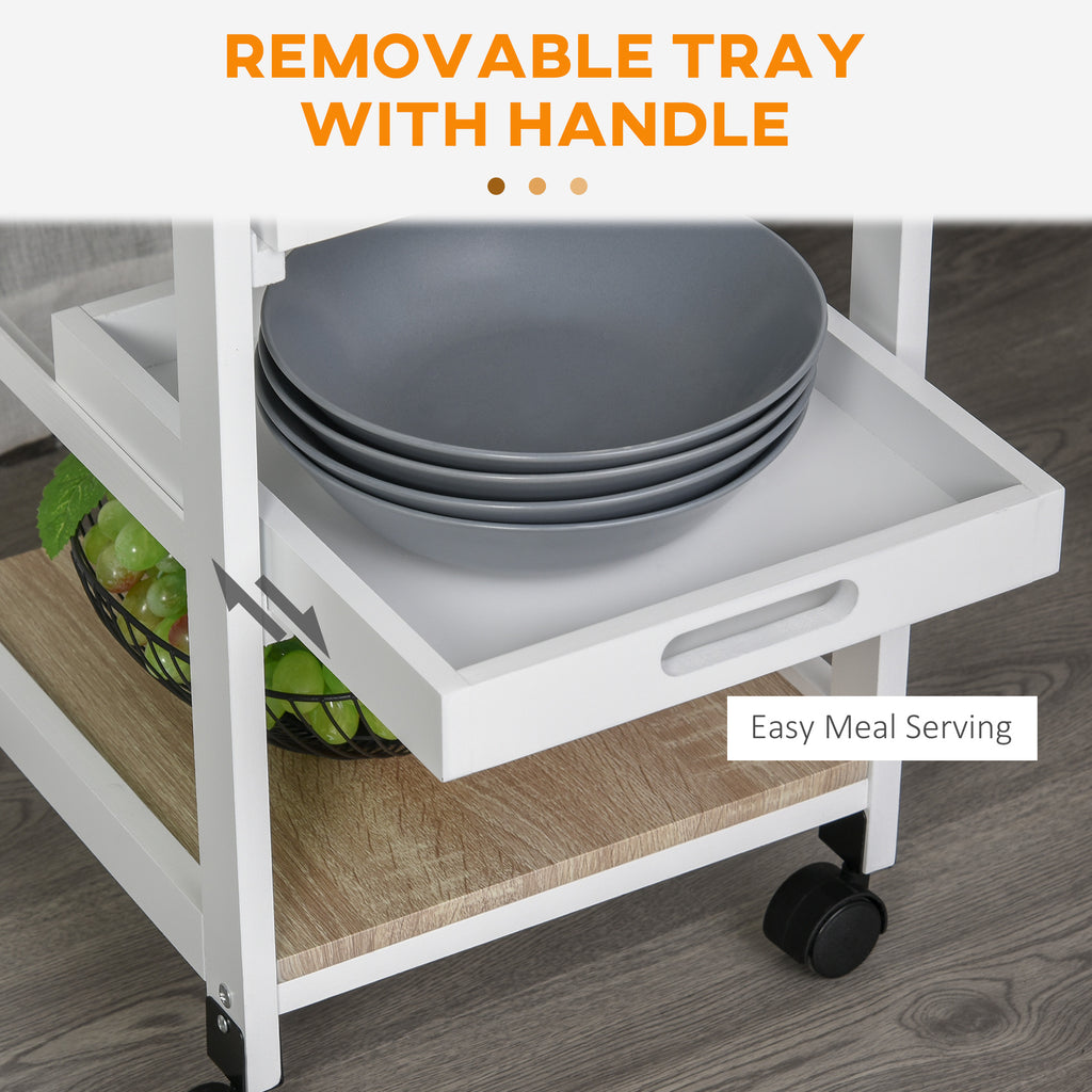 Rolling Kitchen Island Cart, Mobile Utility Storage Cart with Drawer, Wire Storage Basket, Removable Tray, Grey
