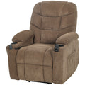 Power Recliner Chair with Massage, Electric Lift Chair for Elderly with Side Pockets, Cup Holders, Remote, Brown