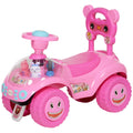 Qaba Toddlers Push Car with Horn, Light, Music, Anti-Over-Backwards Device, Steering Wheel, Under Seat Storage, Pink