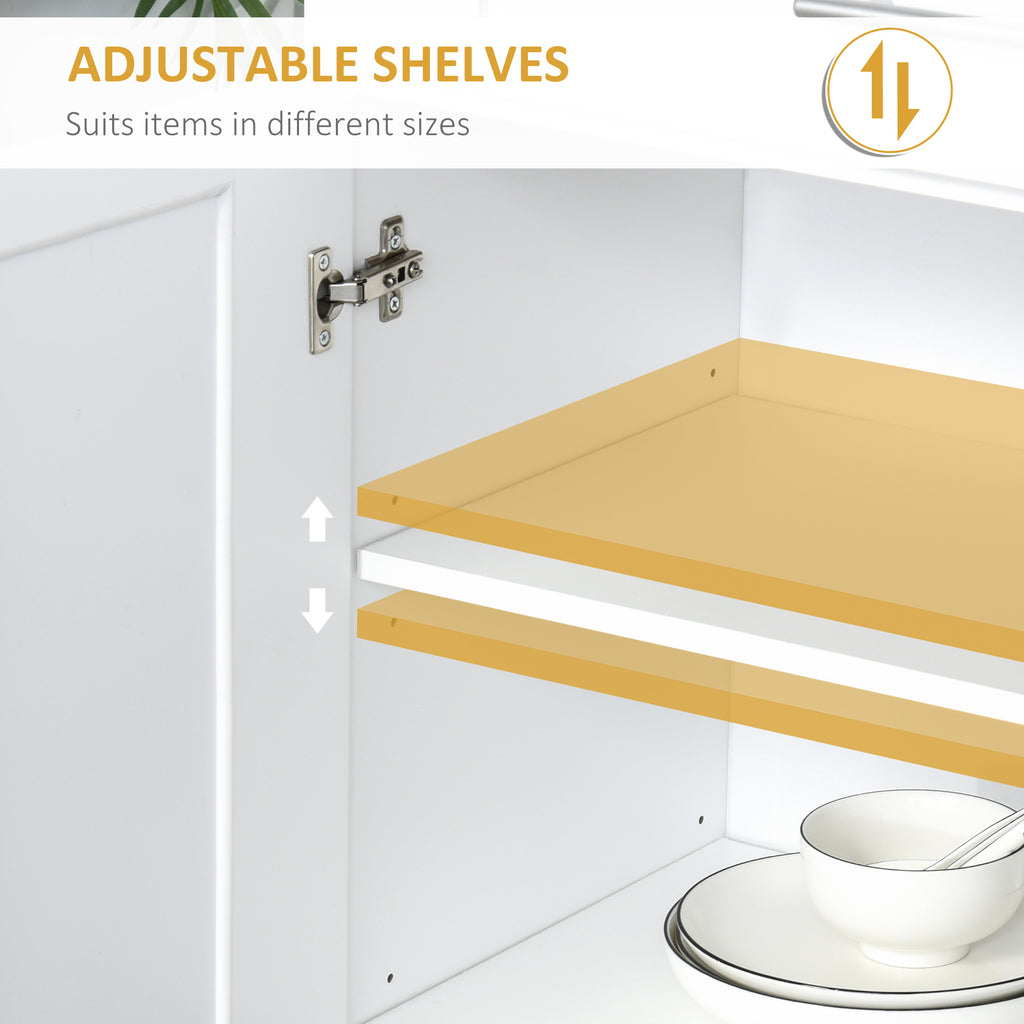 72" Storage Cabinet, Freestanding Kitchen Pantry Cabinet with 4 Doors, Drawer and 3 Adjustable Shelves, White