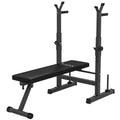 Soozier Adjustable Weight Bench, Foldable Bench Press with Barbell Rack and Dip Station for Home Gym, Strength Training Multiuse Workout Bench, Black