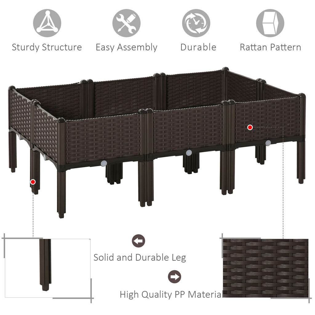 4-piece Raised Garden Bed PP Raised Flower Bed Plant Stand Stackable Vegetable Herb Grow Box