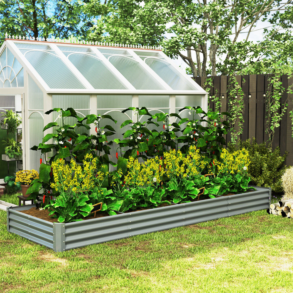 6 x 3 x 1ft Galvanized Raised Garden Bed, Reinforced Outdoor Planter Box with Open Bottom, Silver