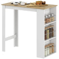 Bar Table Counter Height Dining Table with 3 Storage Shelves for Kitchen, Dining Room, Living Room, White