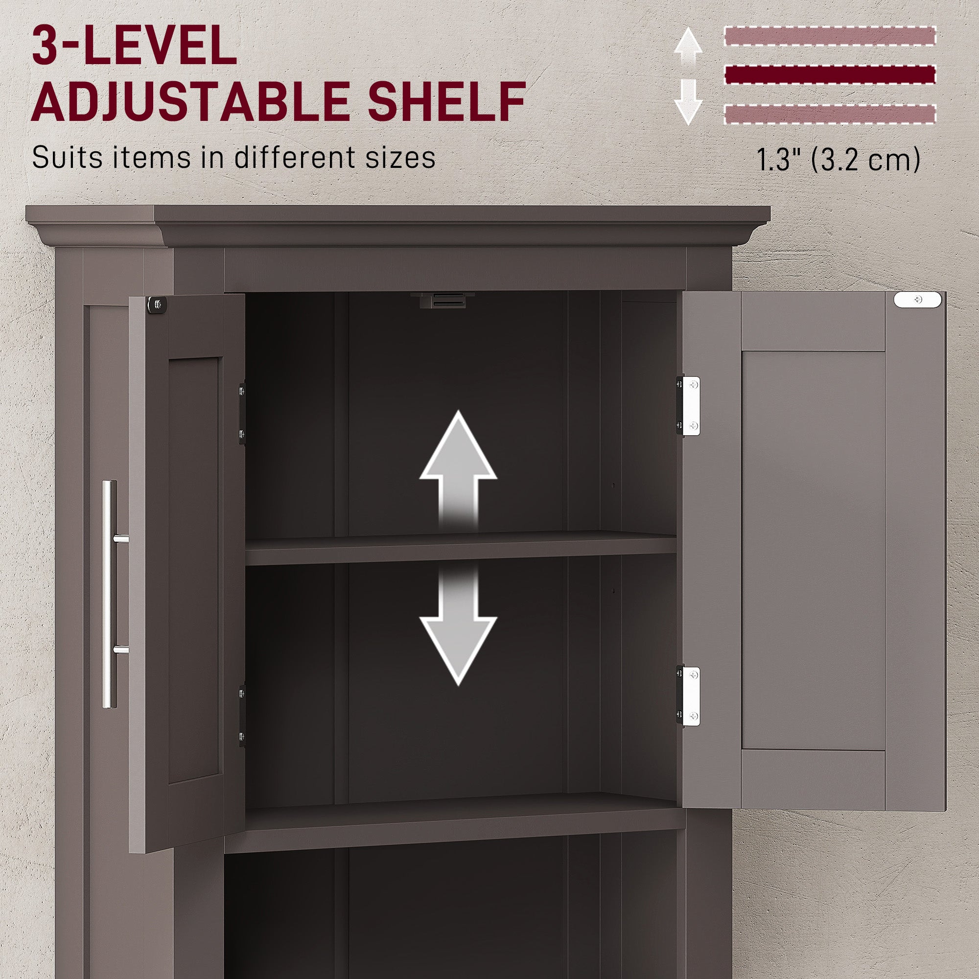 Bathroom Wall Cabinet, Medicine Cabinet, Toilet Storage Cabinet with Shelf for Living Room and Entryway, White