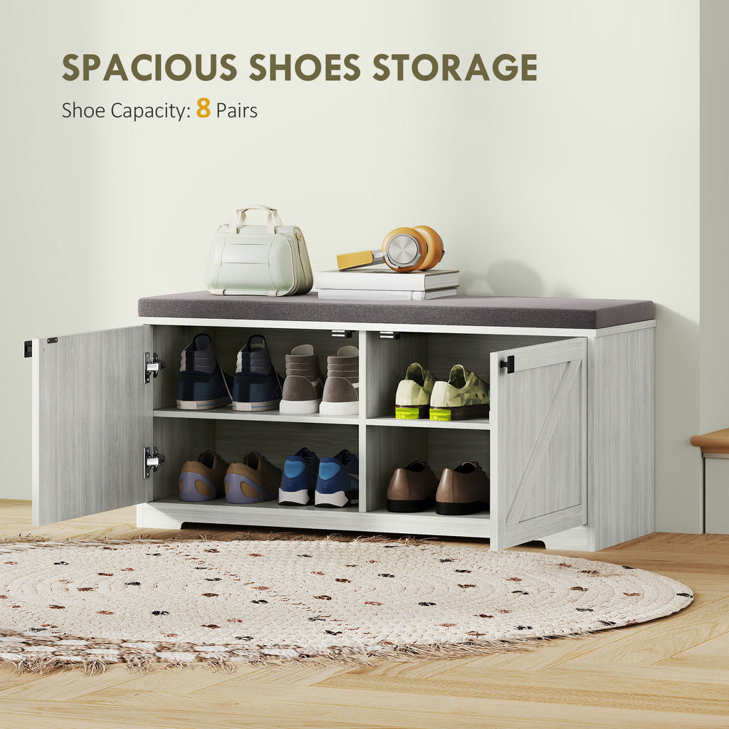 Shoe Storage Bench with Padded Seat, Entryway Bench Holds up to 352 lb, Shoe Organizer, 8 Pairs, Light Grey