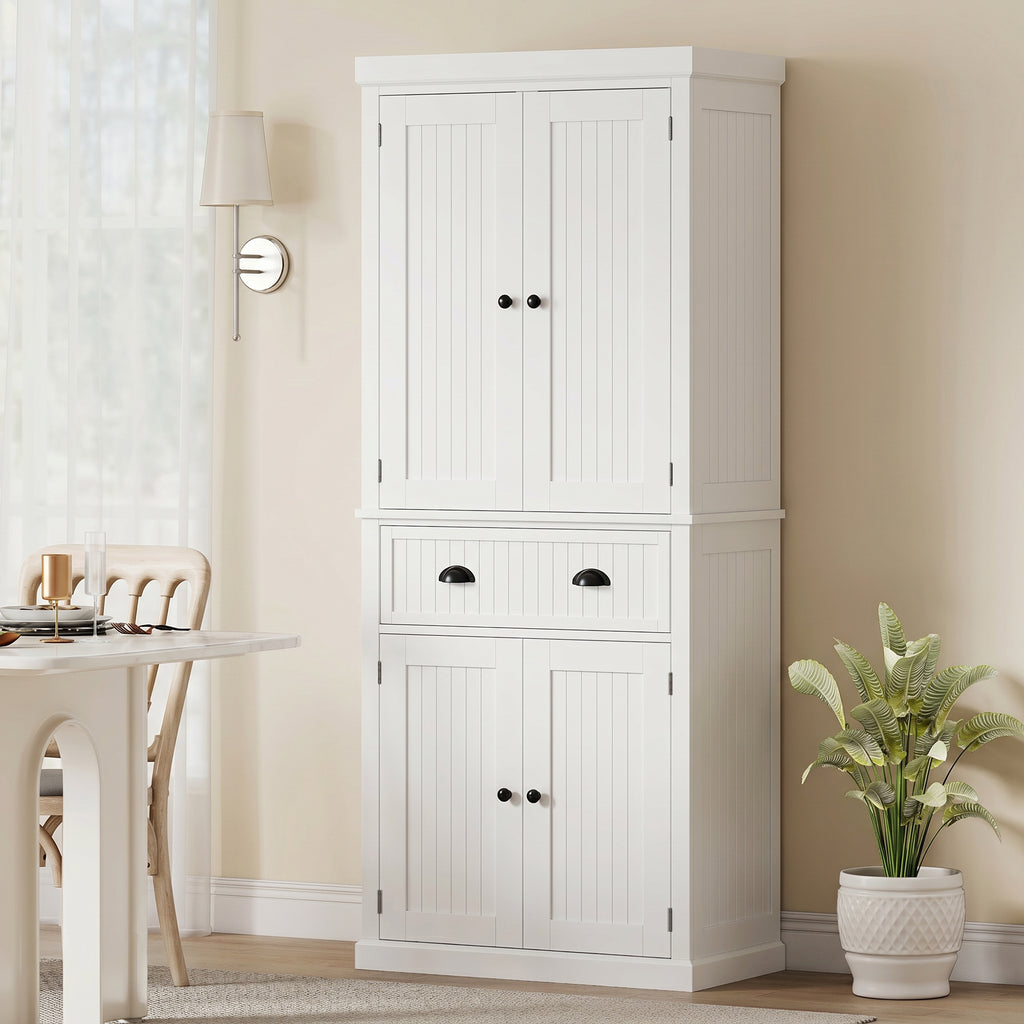 72" Kitchen Pantry, Freestanding Storage Cabinet with Drawer, Doors, Black