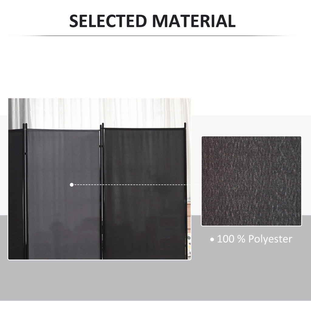 6' 3 Panel Room Divider, Double Hinged Folding Wall Divider, Indoor Privacy Screen for Home Office,  Charcoal Grey