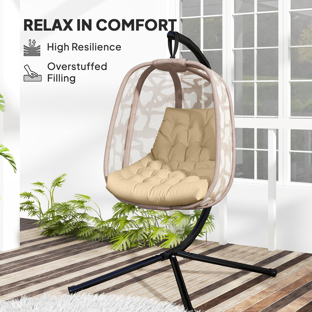 Outdoor Swing Cushion, Tufted Patio Cushion Replacement for Garden Chair Egg Chair,  Indoor Outdoor Seat Cushion, Beige