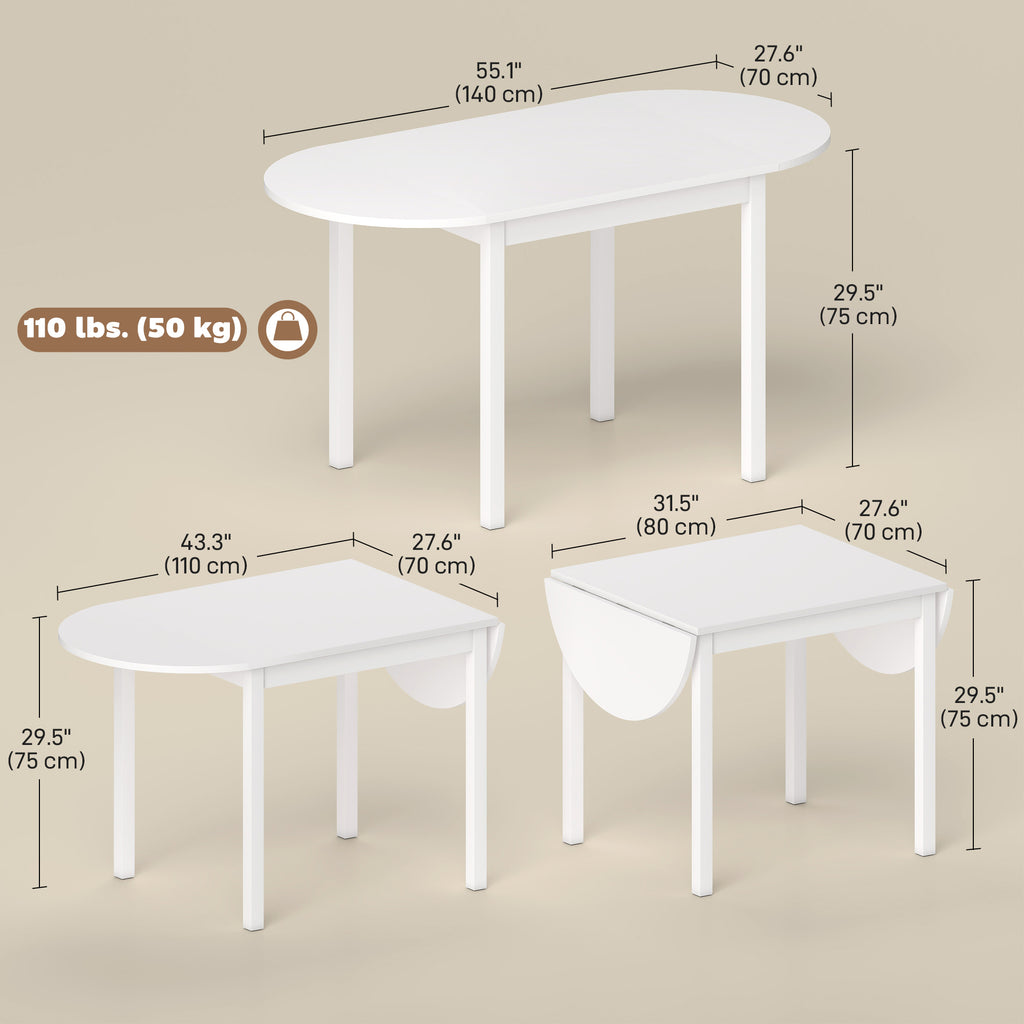 Solid Wood Kitchen Table, Drop Leaf Tables for Small Spaces, Folding Dining Table, Brown