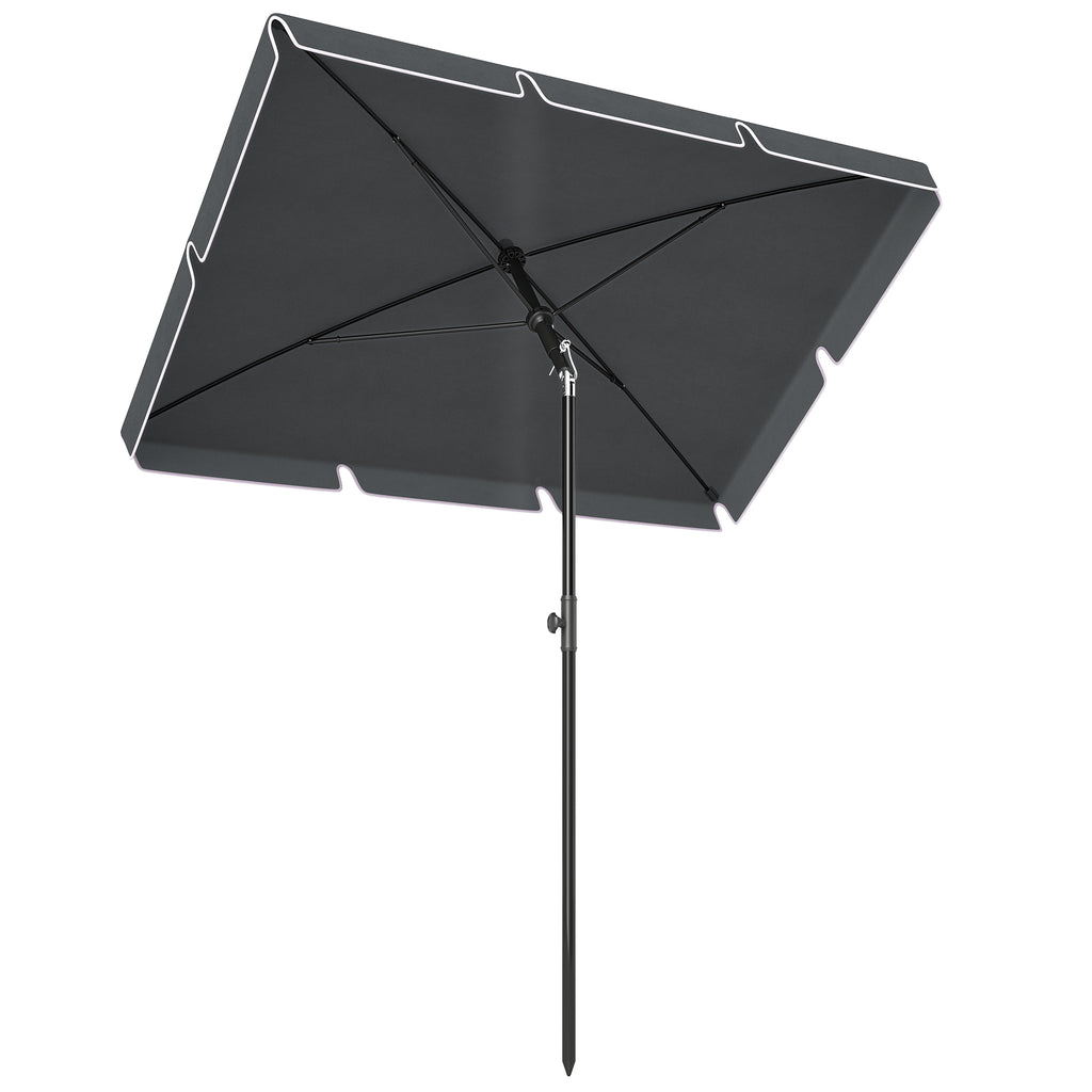 6.5x4ft Rectangle Patio Umbrella Aluminum Tilt Adjustable Garden Parasol Sun Shade Outdoor Canopy Green