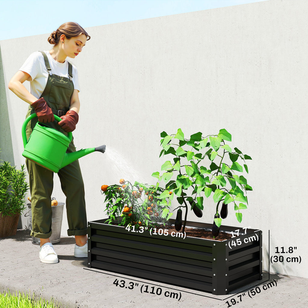 Galvanized Raised Garden Beds, Outdoor Planter Box, Set of 2, for Flowers, Herbs and Vegetables, Green