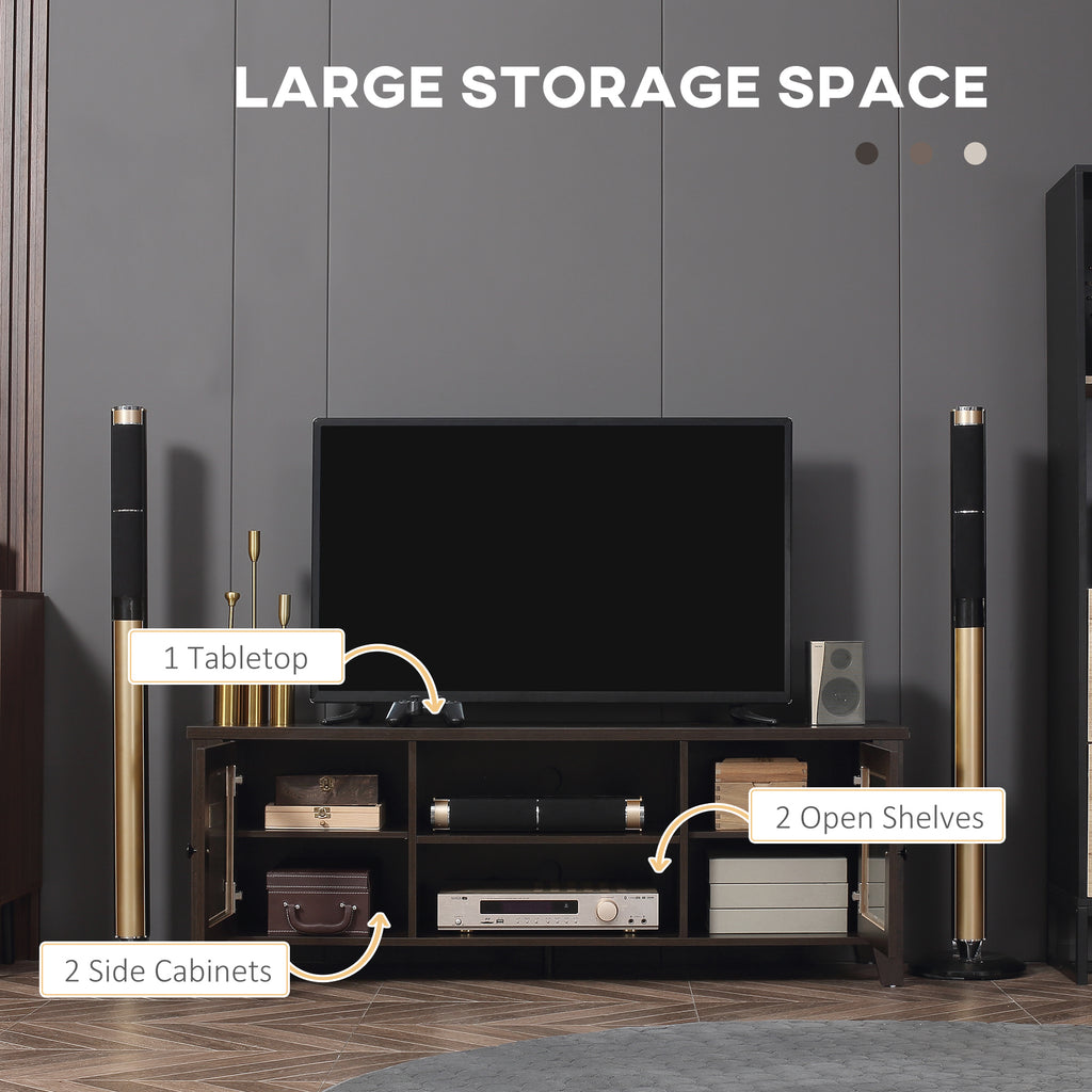 Fireplace TV Stand for TVs up to 60 inches, Wood TV Cabinet w/ Storage Doors or Living Room, Office, Coffee