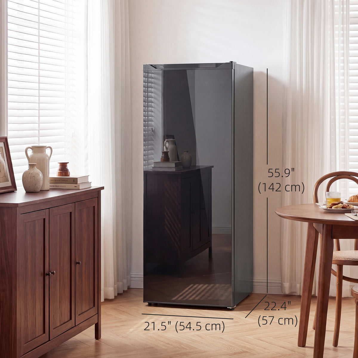 7.0 Cu.Ft Upright Freezer, Compact Stand Up Freezer with 6 Adjustable Shelves, Reversible Door for Home Office, White