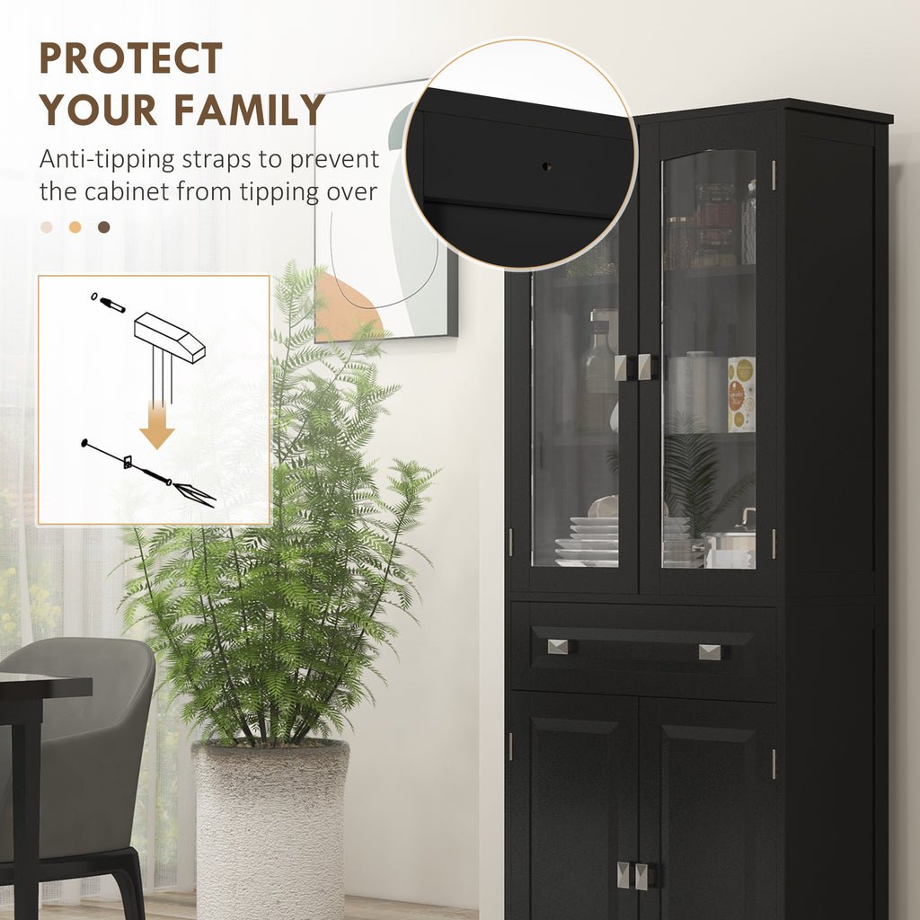67" 4-Door Kitchen Pantry Cabinet, Freestanding Storage Cabinet Cupboard with Adjustable Shelves, White