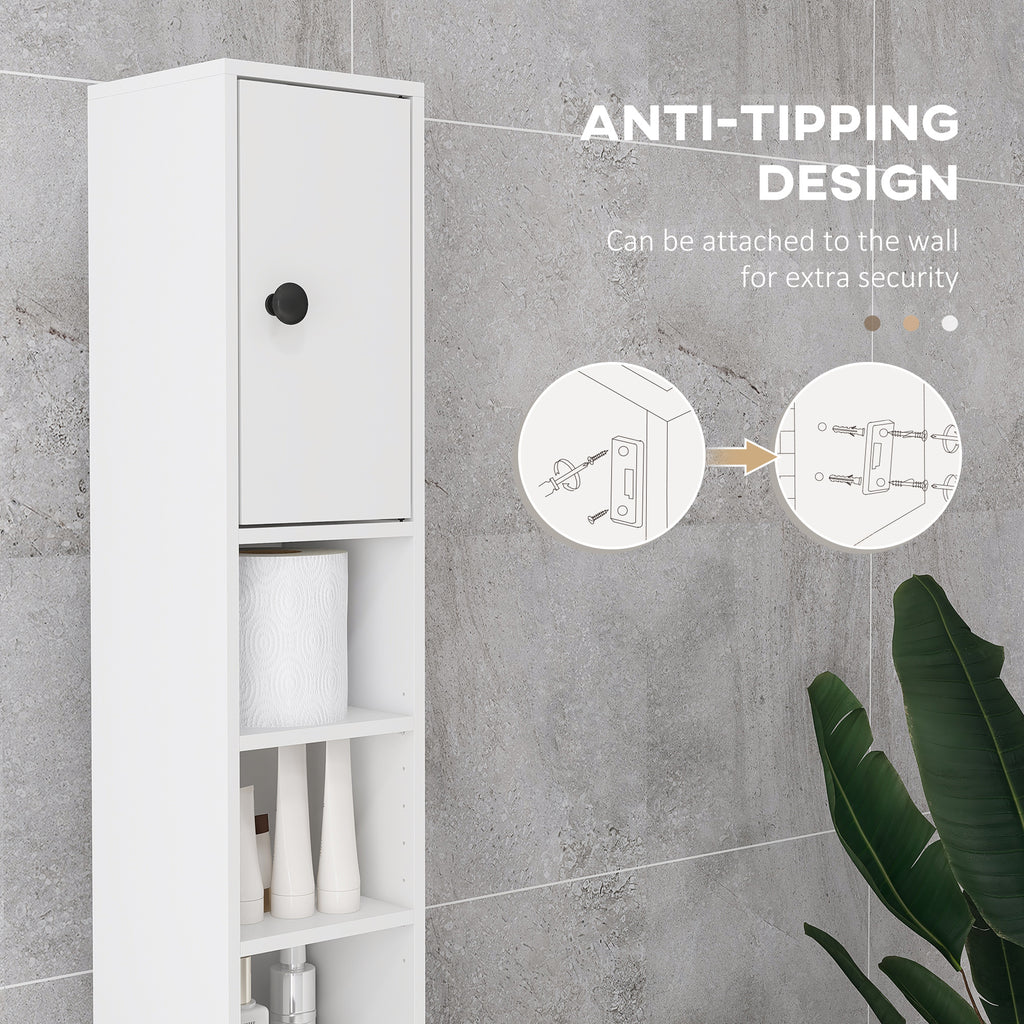 71" Tall Bathroom Storage Cabinet, Narrow Bathroom Cabinet with Open Shelves, 2 Door Cabinets, Adjustable Shelves, for Kitchen, Hallway, Living Room, White