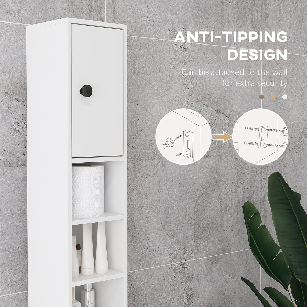 71" Tall Bathroom Storage Cabinet, Narrow Bathroom Cabinet with Open Shelves, 2 Door Cabinets, Adjustable Shelves, for Kitchen, Hallway, Living Room, White