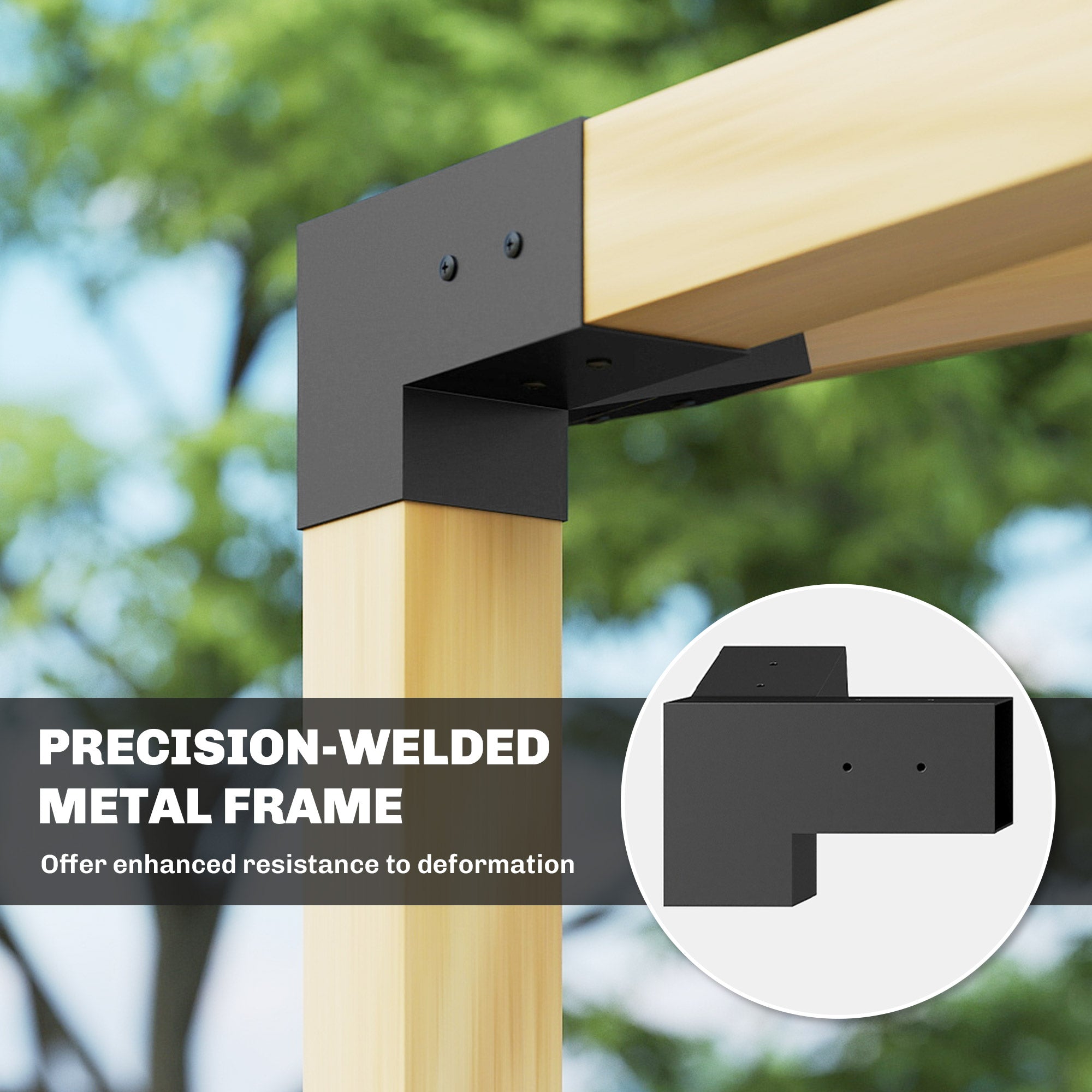 Pergola Kit, 15° Slanted Pergola Bracket Kit with 3-Way Brackets, Post Bases, Wall Mounts for 3.6" X 3.6" Lumber, Black