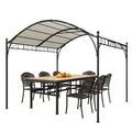 10' x 10' ደገ ፐርጎላ ምስ UV30+ ካኖፒ ጋልቫናይዝድ ስቲል ፍሬም ፀሓይ ጽላል ምስ ኣርከድ ቶፕ፣ ክሬም ዋይት