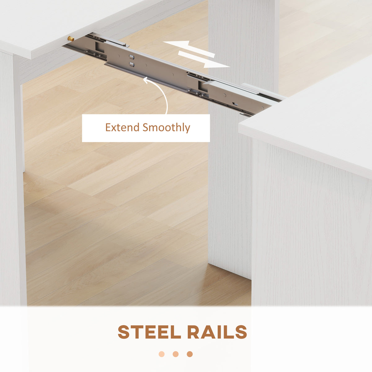 23.6"-70.9" Extendable Dining Table for 6-8 People, Space-Saving Rectangular Kitchen Table for Small Spaces, Dining Room, Kitchen, Living Room, White