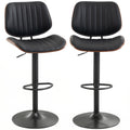 Bar Stools Set of 2, Swivel Counter Height Barstools with Back, Adjustable Height, Black